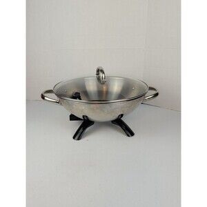 Presto Stainless Steel Electric Wok w/Glass Lid/Cover 05900 1500 Watts EXCELLENT